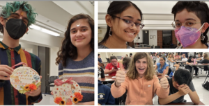 collage of students playing games and making crafts