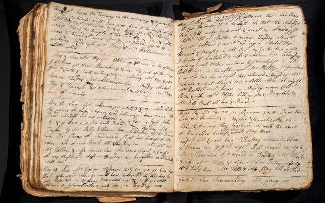 Pages from the diary of Elizabeth Phelps Huntington, ca. 1775.