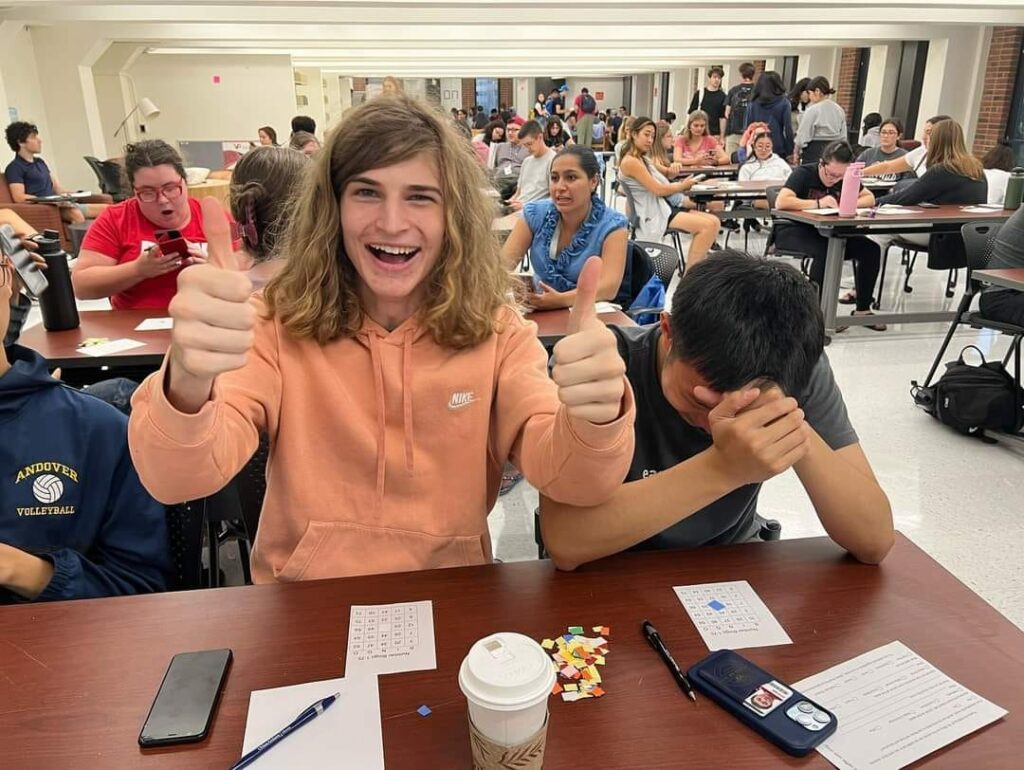 Student with thumbs up for Bingo!